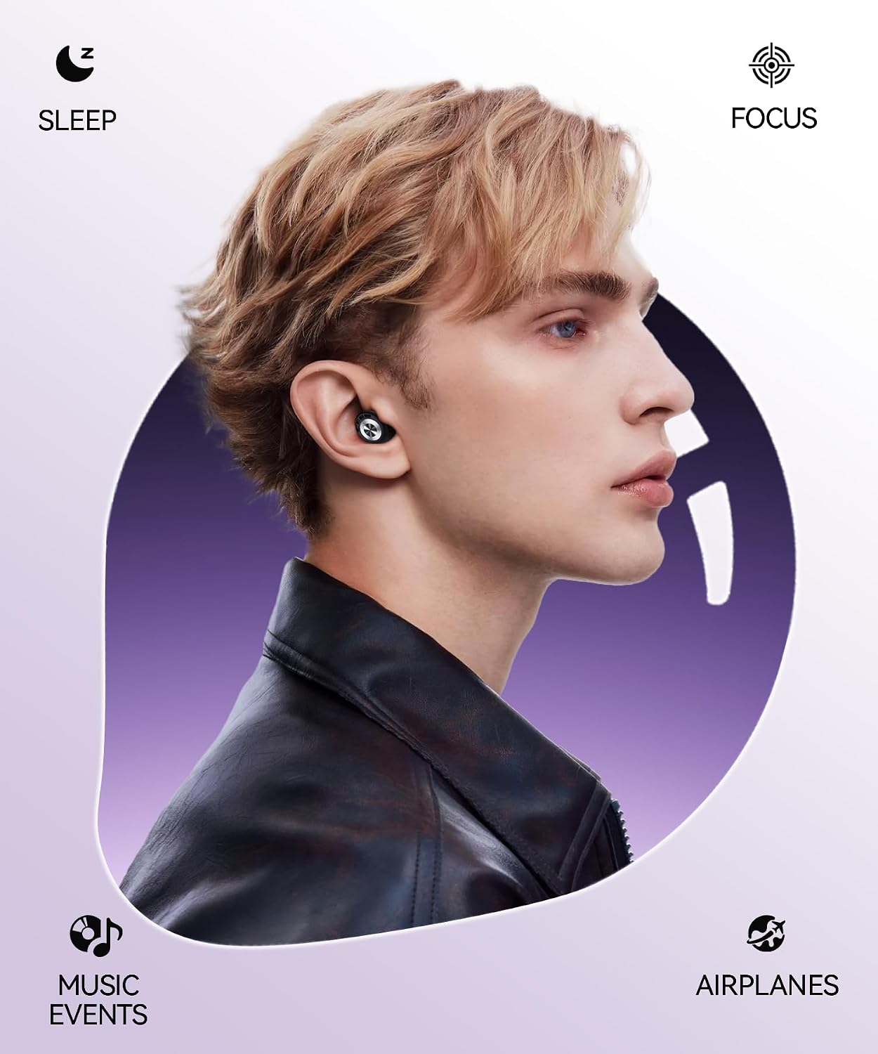 Ear Plugs for Sleeping 50dB Earplugs Noise Cancelling Ear Plugs for Noise Reduction Concerts Soft Reusable Silicone Earplugs for Snoring Side Sleepers Shooting Airplanes with 7 Eartips Case