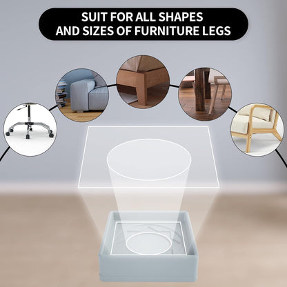 Furniture Coasters 4 Pcs 4” Furniture Caster Cups - Non Slip Furniture Pads Hardwoods Floors - Non Skid Grippers Rubber Furniture Feet Anti Slide Floor Protector for Bed Couch Stoppers Black