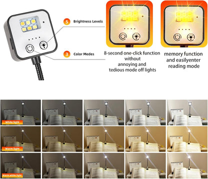 USB-C Rechargeable Book Light for Reading in Bed 3 Pack, LED Book Lights with 3 Color Temperature Reading Light, Easily Clip on to a Small Mini Lightweight Book Lights for Read Book Lovers