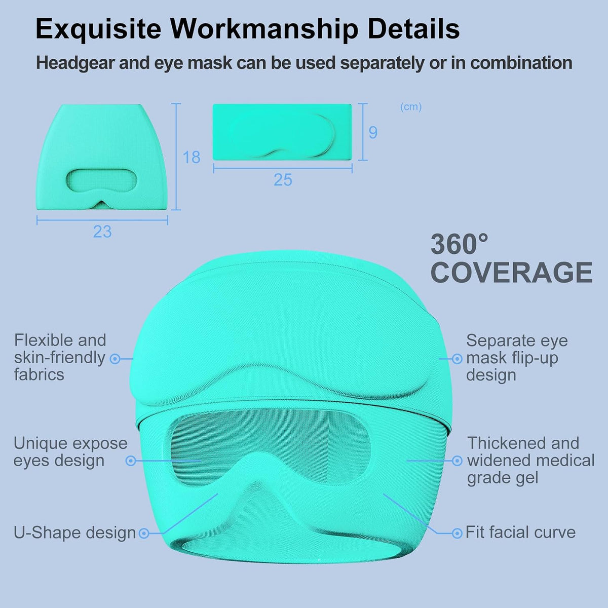 2 in 1 Migraine Relief Cap with Gel Eye Mask, Headache Relief Cap Ice Head Wrap Hot and Cold Therapy Hat Gift for Women for Headache Puffy Eyes Sinus and Tension Stress Relief (Light Purple)