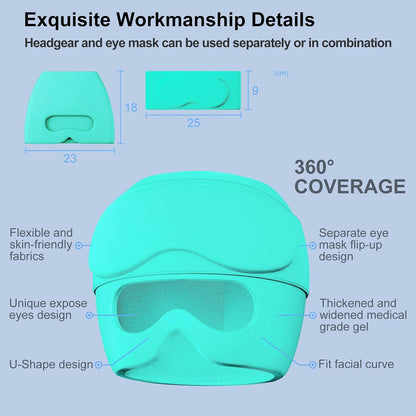 2 in 1 Migraine Relief Cap with Gel Eye Mask, Headache Relief Cap Ice Head Wrap Hot and Cold Therapy Hat Gift for Women for Headache Puffy Eyes Sinus and Tension Stress Relief (Light Purple)