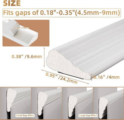 Kneelisa 118” Wedge-Shape Foam Window Weather Stripping Door Seal | Soundproofing Frame Winter Insulation Strip,Noise Cancelling Window Inserts,Door Gap Filler Light Blocker,White