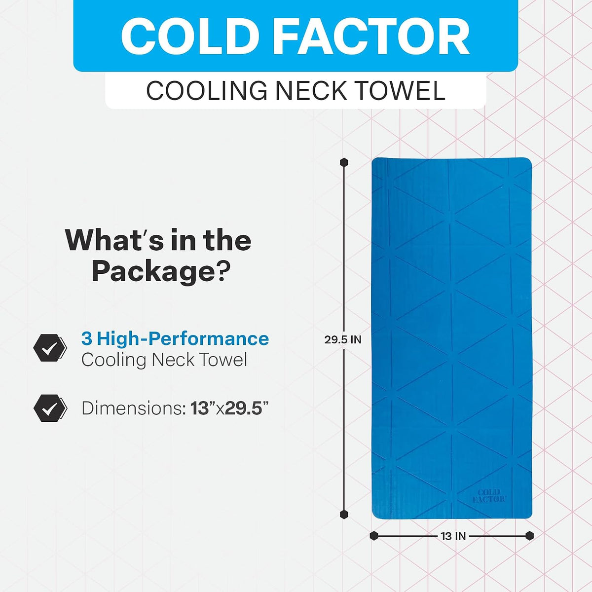 COLD FACTOR Instant PVA Cooling Towels, Cooling Neck Wraps, Blue, 3 Pack