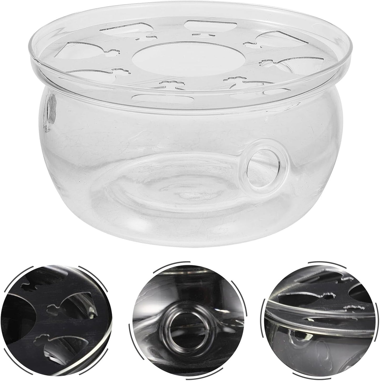 VANZACK Vintage Glass Tea Heater Warmer with Heat Preservation Base Sturdy Borosilicate Material Compact Elegant Teapot Stove Holder for Loose Leaf and Blooming Tea Lovers