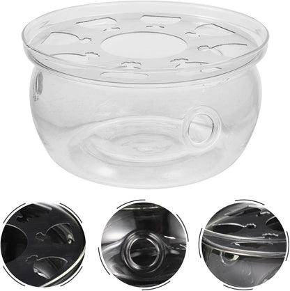 VANZACK Vintage Glass Tea Heater Warmer with Heat Preservation Base Sturdy Borosilicate Material Compact Elegant Teapot Stove Holder for Loose Leaf and Blooming Tea Lovers
