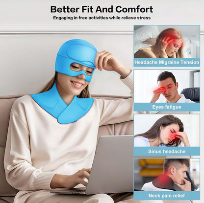 3 in 1 Migraine Relief Cap Neck Ice Pack Wrap Gel and Ice Eye Masks, Detachable Ice Caps with Eyes Masks, Hot and Cold Therapy for Relief of Headaches, Stiff Neck and Eye Fatigue (Purple)