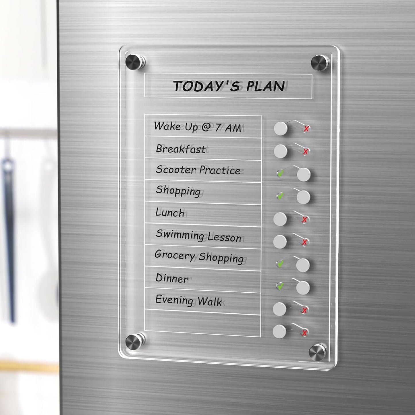 NiHome Chore Chart for Kids & Adults, Magnetic to Do List Board w/Stand | Acrylic Dry Erase Checklist & Routine Task Board, Fits Fridge Or Desk, 10 Sliders, ADHD Tools For Family Home Office School