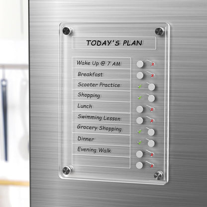 NiHome Chore Chart for Kids & Adults, Magnetic to Do List Board w/Stand | Acrylic Dry Erase Checklist & Routine Task Board, Fits Fridge Or Desk, 10 Sliders, ADHD Tools For Family Home Office School