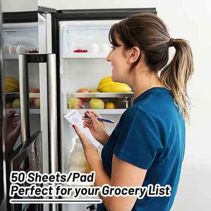 Thboxes 4 Pack Magnetic Note Pad for Fridge with Pen Holder, Totally 200 Sheets Grocery List Magnet Pad for Refrigerator Magnetic Shopping List Pad（Fruit Design） | Full-Back Magnet, 80Gsm FSC-certified Paper, School Office Home Supplies Grocery List