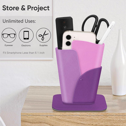 FINTIE Eyeglasses Holder, Vegan Leather Glasses Stand Case For Nightstand | Nightstand Glasses Holder, Desktop Organizer, For Glasses/Remote/Pen Storage, Small Item Storage, Anti-Scratch