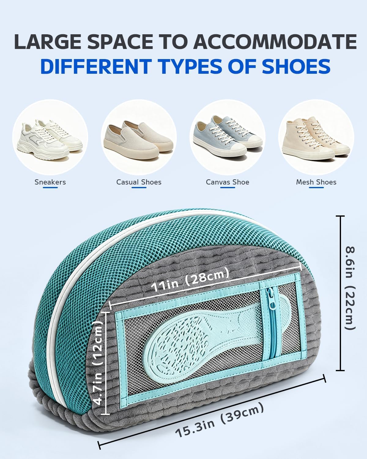 Shoe Washing Bag, Laundry Shoe Bag for Washer and Dryer, Sneaker Cleaning Protection Bag for Tennis, Casual, Athletic Shoes, with Mesh Pocket for Insoles, Self-Locking Zipper (Grey 2pcs)