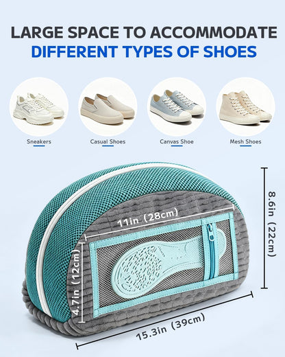 Shoe Washing Bag, Laundry Shoe Bag for Washer and Dryer, Sneaker Cleaning Protection Bag for Tennis, Casual, Athletic Shoes, with Mesh Pocket for Insoles, Self-Locking Zipper (Grey 2pcs)