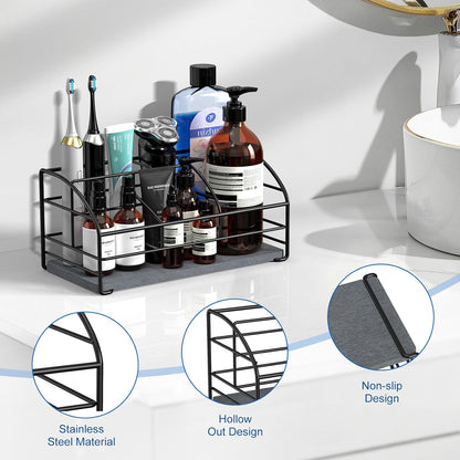 Luxspire Toothbrush Holders for Bathroom, Stainless Steel, 6 Slots, Black | Toothbrush Holders With Drainage, For Bathroom Countertop & Kitchen Sink, Bathroom Accessories