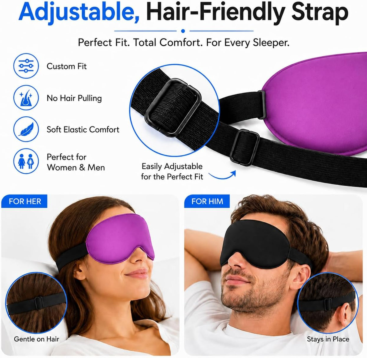 Cooling Sleep Mask with Mulberry Silk Surface & Removable Gel Pack