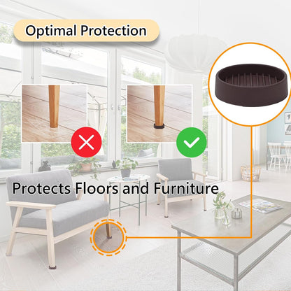 Jayen Rubber Furniture Caster Cups, Non-Slip Round Furniture Pads, 1.5" | Inner & Outer Anti-Slip Texture Helps Keep Beds and Couches from Sliding While Protecting Hardwood, Tile & Other Floors