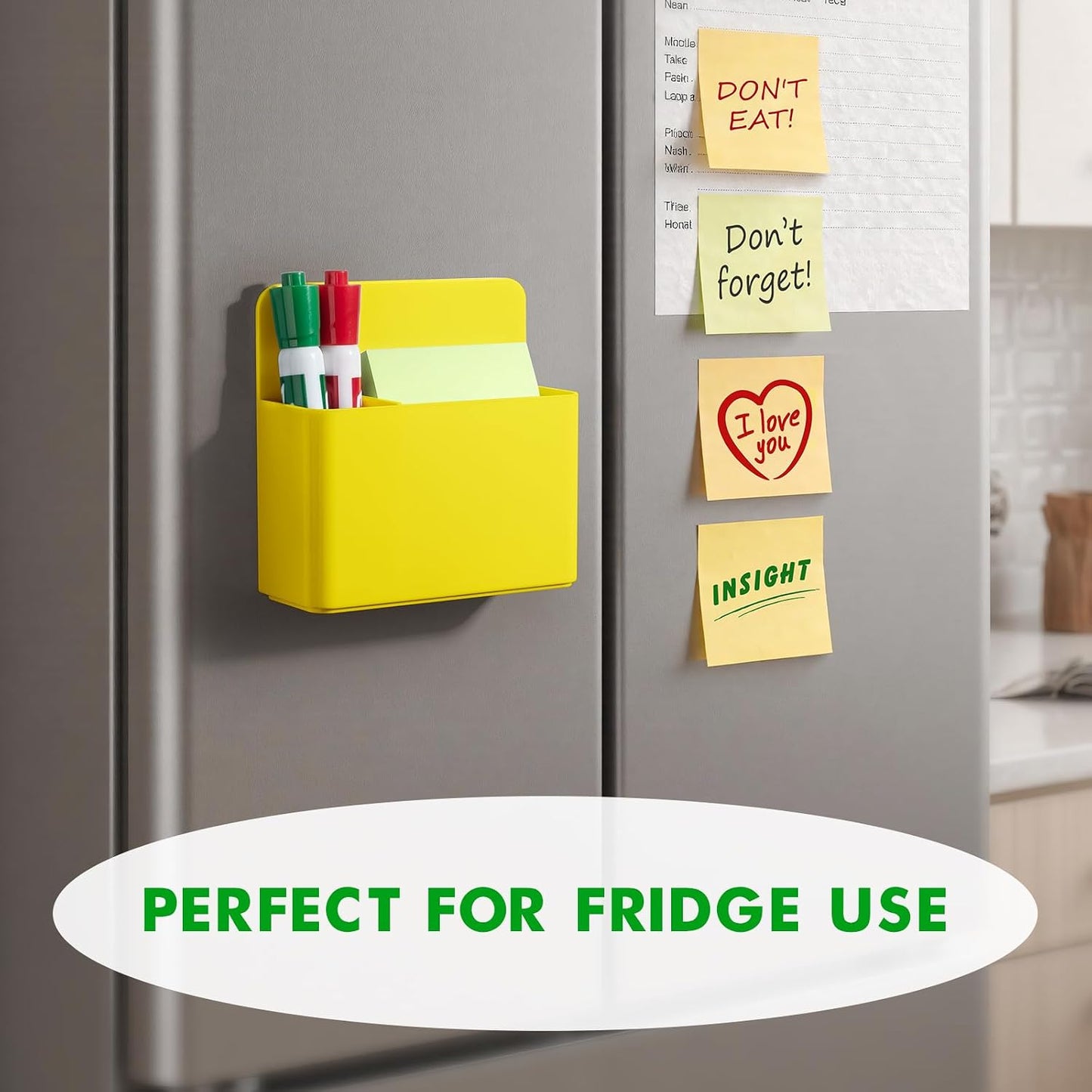 2 Pack Magnetic Pen Holder Cup for Whiteboard, Classroom Supplies | Plastic Magnetic Dry Erase Marker Holder for Refrigerator Fridge, Pencil Cup for School, Locker Accessories Organizer-White