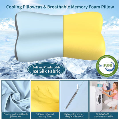 Polovo Cervical Neck Pillow for Pain Relief - Ergonomic Side Sleeper Pillow for Deep Sleep, Contour Memory Foam Pillows for Sleeping Bed Pillow for Side Back Stomach Sleepers(Grey)