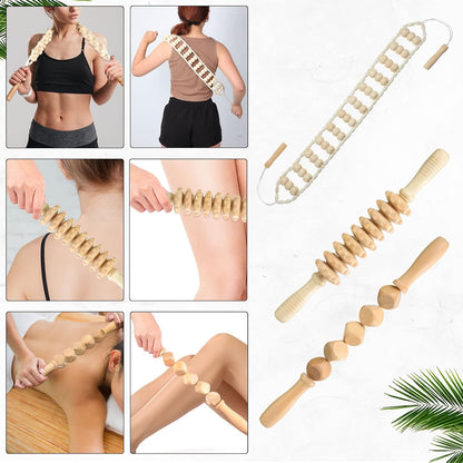 Chumia 10 Pieces Wood Massage Tools Wooden Maderoterapia Kit Therapy Tools Massage Roller Lymphatic Drainage Health Care for Neck Leg Back Arm Body Muscle Pain Relief