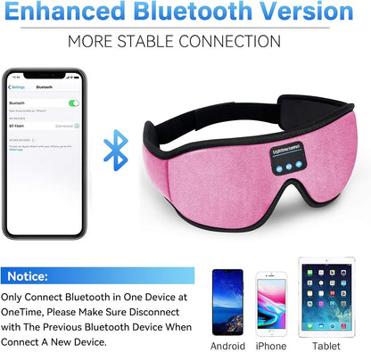 Sleep Headphones, Bluetooth 5.0 Wireless 3D Eye Mask, Lightimetunnel Washable Sleeping Headphones for Side Sleepers With Adjustable Ultra Thin Stereo Speakers Microphone Hands Free for Insomnia Travel