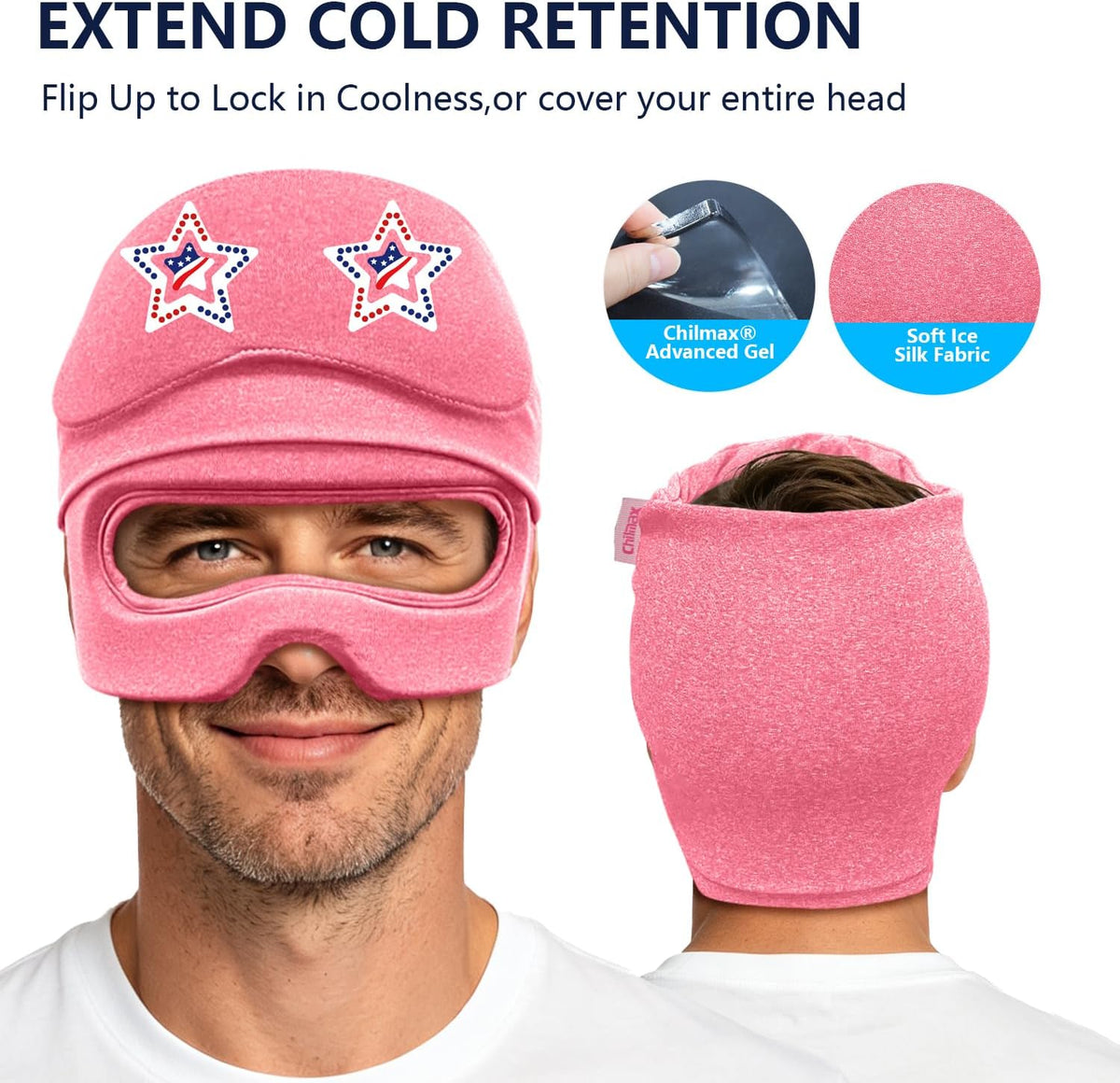 Migraine Relief Cap with Slide-Up Eye Mask, Headache Relief Ice Hat
