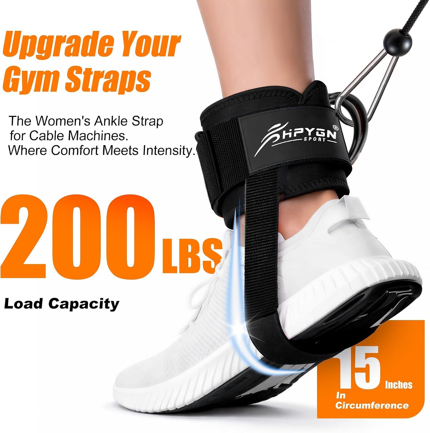 HPYGN Ankle Strap for Cable Machine, Padded Ankle Straps for Cable Machine Kickbacks, Glute Workouts, Leg Extensions, Curls, Booty Hip Abductors Exercise, Adjustable Comfort Ankle Cuff for Gym