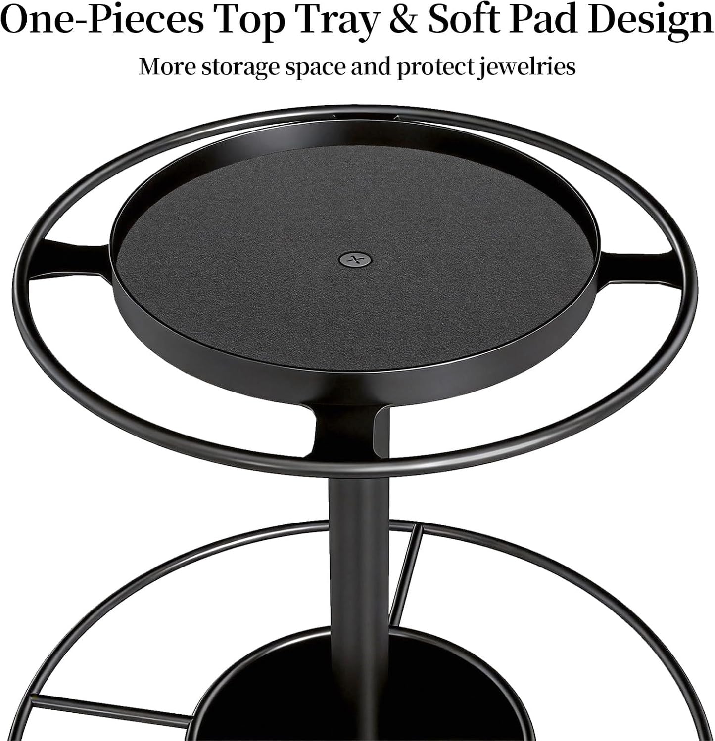 LSK Metal Sunglasses Organizer, Glasses Holder Stand with Storage Tray | Eyeglasses Holder with Anti-Slip Pads for Tabletop, Desk, Dresser, Matte Black