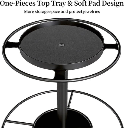 LSK Metal Sunglasses Organizer, Glasses Holder Stand with Storage Tray | Eyeglasses Holder with Anti-Slip Pads for Tabletop, Desk, Dresser, Matte Black