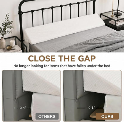 Twin Bed Wedge Pillow for Headboard Gap/Bed Gap Filler Black | Long Triangle Corner Pillows with Pockets,Dense Foam,Pillow Prevents Stuff Drops, Between Twin Mattress and Frames Home Decor