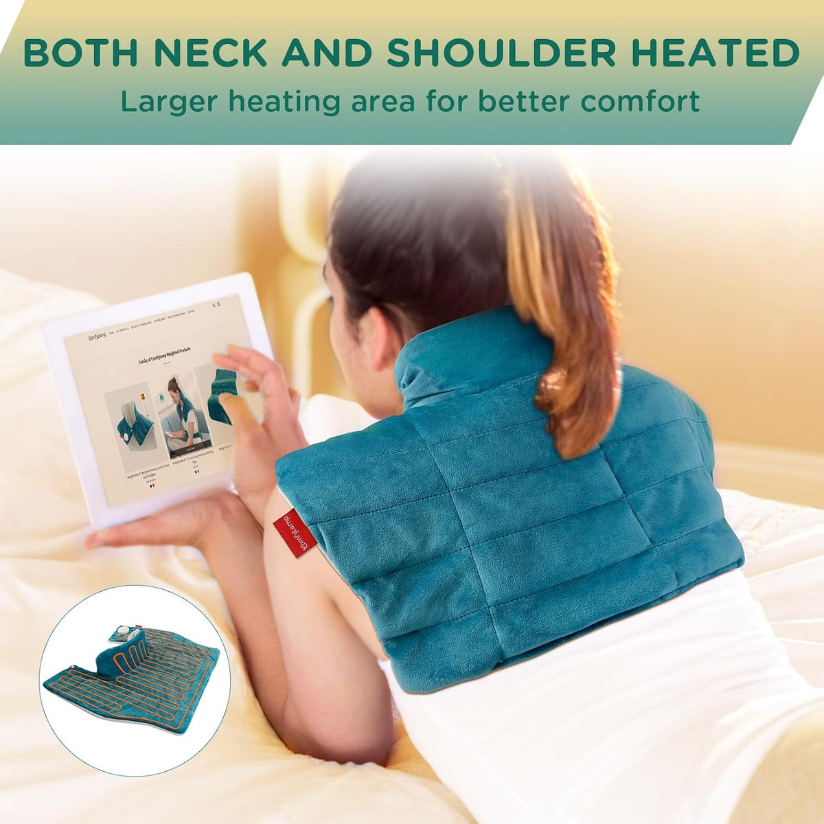 Comfytemp Heating Pad for Neck Shoulders Back, 2.6 Ib Weighted Heating Pad
