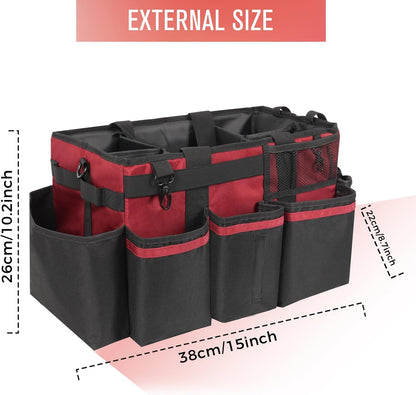 SCAVATA Wearable Cleaning Caddy, Cleaning Caddy Supplies Organizer with Handle & Shoulder Straps for Housekeepers, Under Sink & Car Cleaning Tool Organizers Bag with 4 Foldable Divider (NavyBlue)