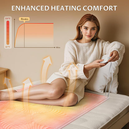 Heated Mattress Pad Foot Queen, 3D Air Fabric, Preheat & Memory for Winter