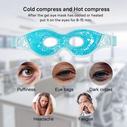 Cooling Gel Eye Mask with Eye Holes, 2 PCS Cold Eye Packs for Puffiness & Swelling, Reusable Hot Cold Compress Heat Ice Gel Pack, Purple and Pink
