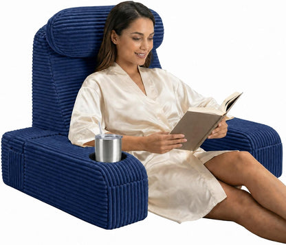 Reading Pillow/Backrest Pillow with Arms, Cup Holder & Phone Pocket