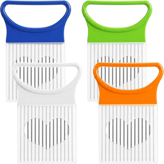 4 Pcs Onion Holder Slicing with Protective Cover, Assistant ToolStainless Steel