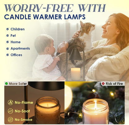 Candle Warmer Lamp with Timer, Electric Black Candle Warming Light for Bedroom, Dimmable Wax Melts Warmer for Home Decor Beside Lamp Gifts for Women (2 Bulbs Included)