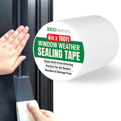 ECOHomes Window Weather Sealing Tape (2 Inch Wide x 90 Ft, Clear) | Weather Stripping Tape, To Stop Drafts Through Window Gaps and AC Units, Insulation Seal for Home and Air Conditioners