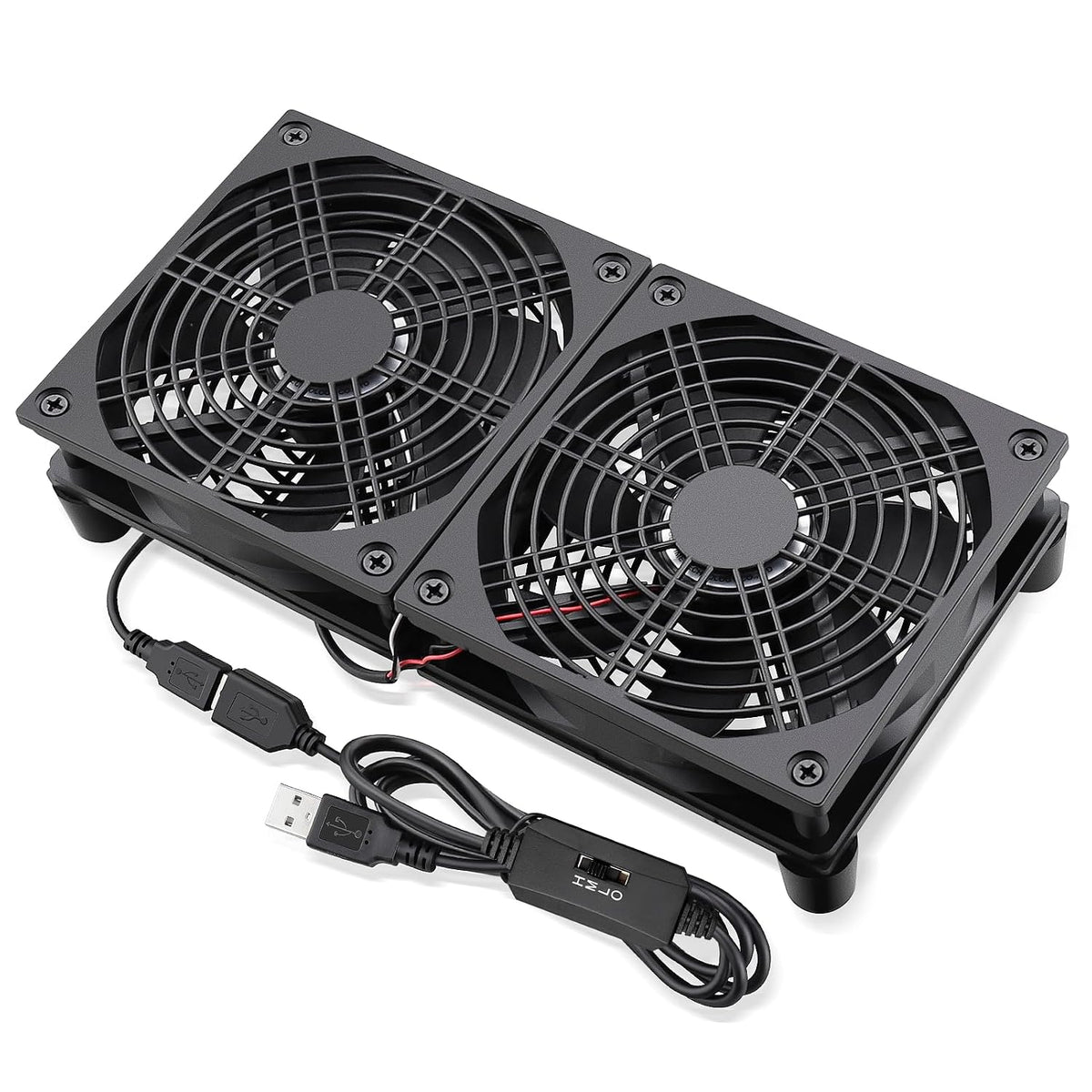 GDSTIME 240mm Router Fan Cooler with L/M/H Speed Control DC 5V USB Powered