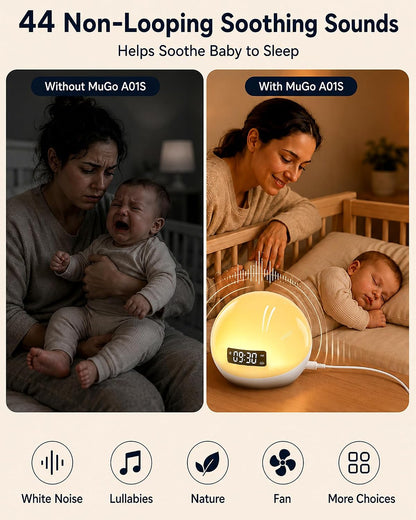 White Noise Sound Machine with Sunrise Alarm Clock for Kids Baby Sleeping