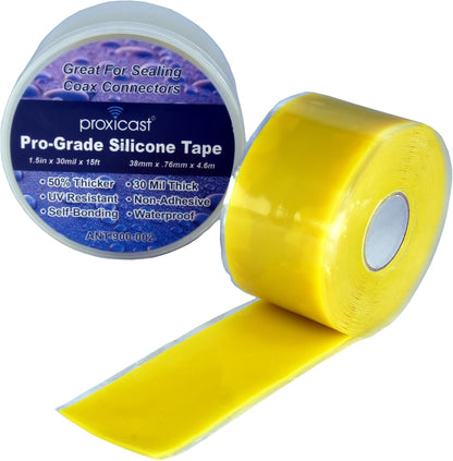 Proxicast Self Fusing Silicone Tape Waterproof - 1.5" x 15' Roll - Black | 30 mil Thick Weatherproof Rubber Coax Tape for Antennas, Electrical Wires, Pipe Leaks, Emergency Repairs - ANT-900-002