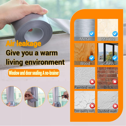 Qoqooice Transparent Window Weather Sealing Tape 2 Inch x 33 FT Weather Stripping Residue-Free Clear Window Insulation Tape for Doors Windows and Shower Glass Gaps