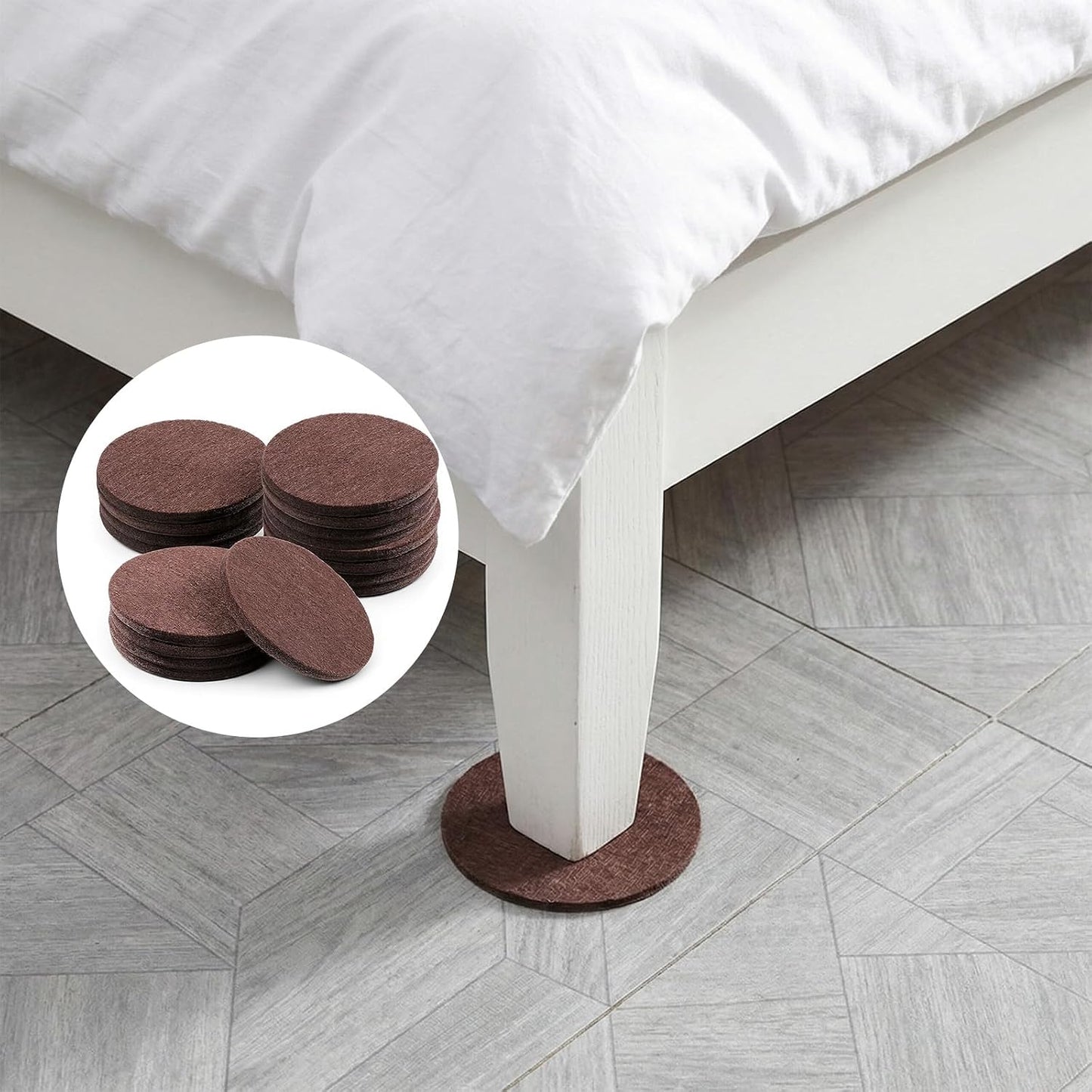 16Pcs 3” Felt Furniture Pads for Sofa Felt Pads for Hardwood Floor Round Table Pad Furniture Feet Protectors for Sofa Anti Scratch Floor Protectors Self Adhesive for Table Legs, 5mm Thick, Brown
