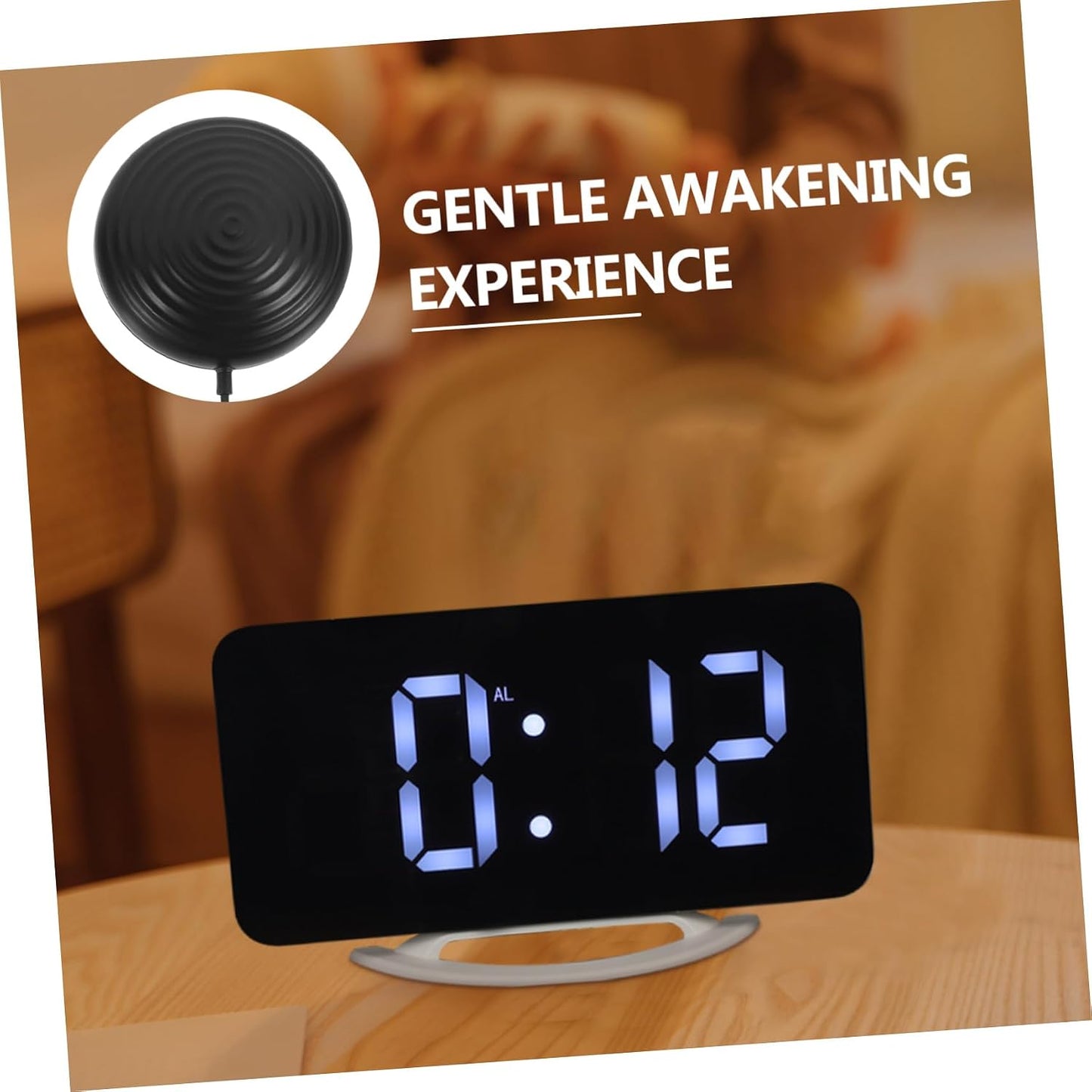 Zerodeko Digital Alarm Clock Vibrating Bed Shaker with Large LED Display RGB Mirror Screen Snooze for Bedroom Office Heavy Sleepers