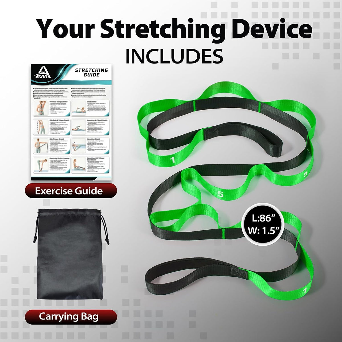 Acozycoo Stretching Strap with Loops for Physical Therapy,Knee,Calf,Back