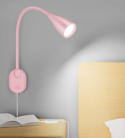 LiFMIRA Wall-Mounted LED Bedside Reading Light with USB Charging Port, 10-Level Dimmable & Adjustable 5 Color, Plug-in Adhesive Night Lamp for Books in Bed, Eye-Caring Bedroom Lighting (White)