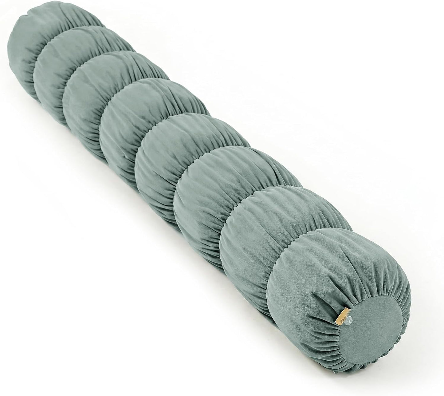 Pat. Pend. Long Bolster Pillow for Bed, Small Body Pillow for Adults, Soft Velvet Washable Cover, Cylinder Pillow for Side Sleepers and Leg Support(Misty White, 39"x 7.87")
