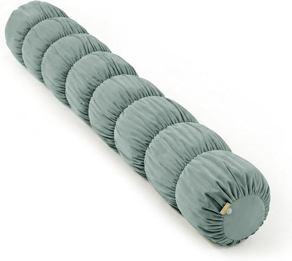 Pat. Pend. Long Bolster Pillow for Bed, Small Body Pillow for Adults, Soft Velvet Washable Cover, Cylinder Pillow for Side Sleepers and Leg Support(Misty White, 39"x 7.87")