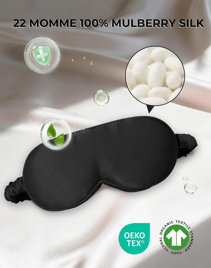 SilkSilky 100% 22 Momme Mulberry Silk Sleep Mask, Dark Blue