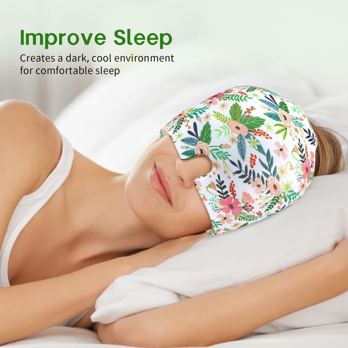 ZNÖCUETÖD Migraine Headache Relief Cap Hat Full Head ice Pack Wrap Cold Cap