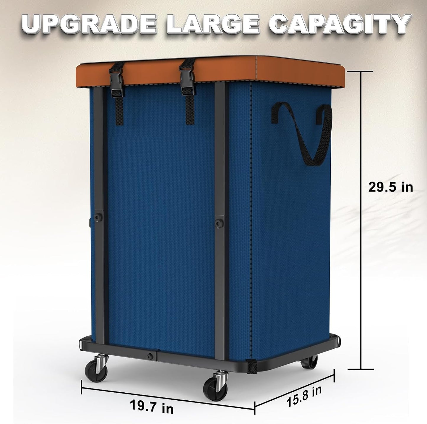Laundry Hamper with Wheels,150L Leather Patchwork Clothes Hamper Black | Rolling Laundry Basket with Sturdy Metal Frame, Removable Washable Bag,Tall Clothes Sorter for Bedroom, Laundry Room, Dorm