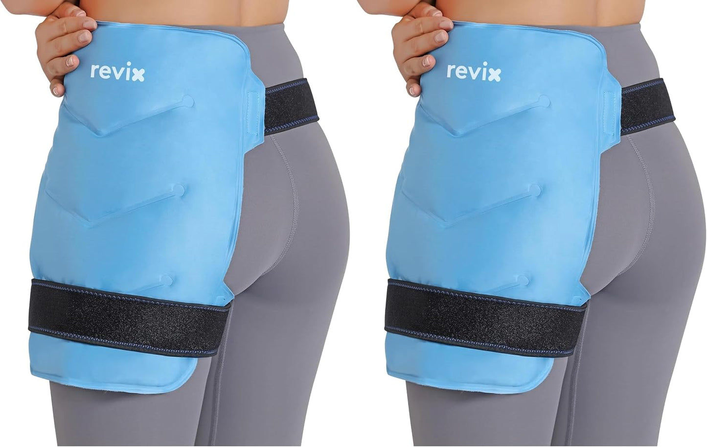 REVIX Hip Ice Pack Wrap with Straps, Reusable Gel Cold Compression for Hip Replacement, Soft Plush Lined Cold Packs for Sciatic Nerve Discomfort Relief